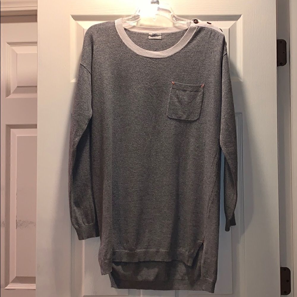 ✨Madewell Wallace Gray Contrast Tunic Sweater